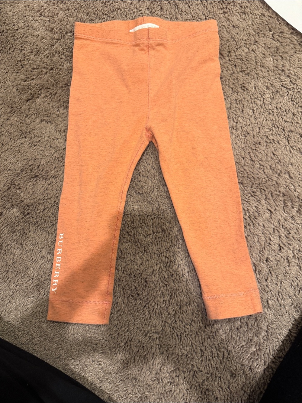Burberry Kids Peach-Orange Leggings with Logo Detail